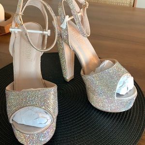 De Blossom embellished rhinestone platform heels